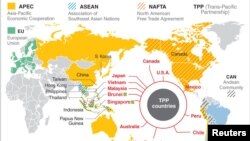 跨太平洋貿易夥伴關係協議達成的12個國家。