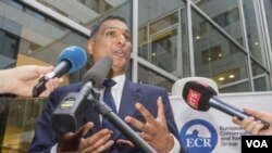 英國經公投決定脫離歐盟後，歐洲保守派及改革主義者聯盟領袖卡馬爾在布魯塞爾發表講話。