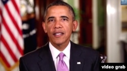 奧巴馬總統發表每週例行講話。（視頻截圖）