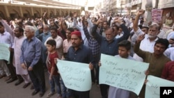 巴基斯坦卡拉奇，巴基斯坦人抗议谴责新西兰清真寺枪击事件。（2019年3月15日）