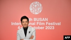 香港演員周潤發2023年10月5日出席韓國釜山影展（法新社）