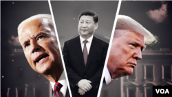 从左到右：拜登、习近平、特朗普。