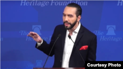 薩爾瓦多當選總統布克萊2019年3月13日美國智庫傳統基金會演講（傳統基金會網站截屏）