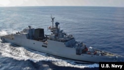 印度海军的反潜护卫舰“基尔坦”号(INS Kiltan) (2019年11月1日资料照片)。它参加了本次菲律宾和印度海军的首次联合巡航。