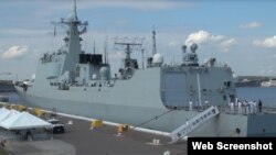 中國海軍編隊的三艘軍艦靠岸美國海軍第三大軍港弗羅里達的梅波特港。