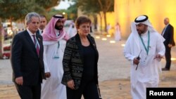 国际货币基金组织总裁格奥尔基耶娃2月22日在沙特首都利雅得出席20国集团财政部长和央行行长会议的欢迎晚宴。