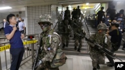 南韓軍人2017年在自由衛士軍演中的進行反恐行動