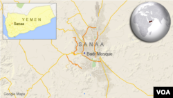 位於也門首都薩那的巴德爾清真寺位置圖