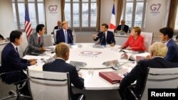 特朗普總統在法國比亞里茨七國峰會。