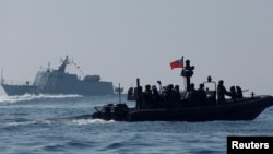 资料照：台湾海军在高雄海军基地举行军演。（2024年1月31日）