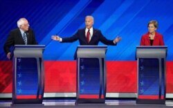 Former Vice President Joe Biden speaks during the 2020 Democratic U.S. presidential debate in Houston, Sept. 12, 2019.