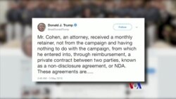 2018-05-04 美國之音視頻新聞: 川普證實償還律師給艷星的封口費 白宮發言人說事 先不知