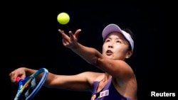 中国的彭帅2020年1月21日在澳大利亚公开赛场上。